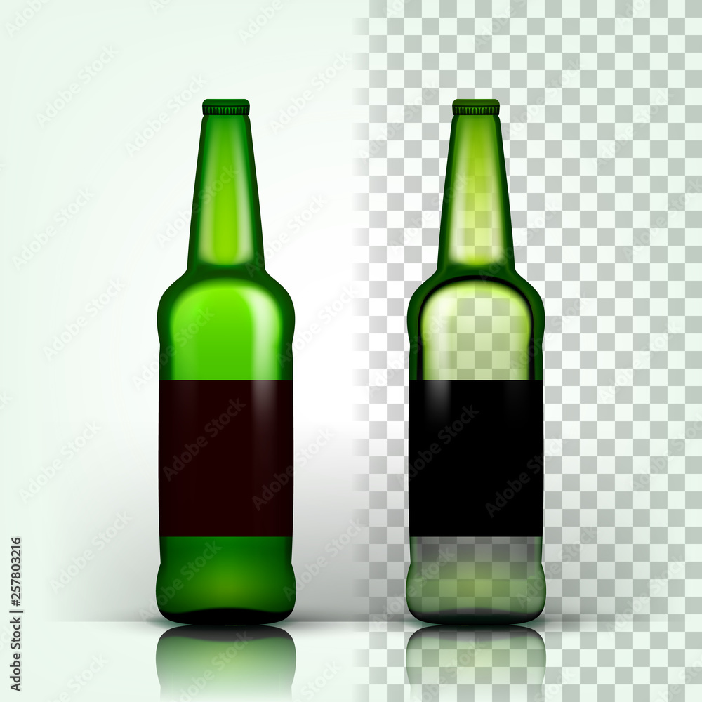 Beer Bottle Vector. Craft Cold Drink. Brewery Poster. Pub Refreshment. Green. 3D Transparent Isolated Realistic Illustration Beer Bottle Vector. Craft Cold Drink. Brewery Poster. Pub Refreshment. Green. 3D Transparent Isolated Realistic Illustration