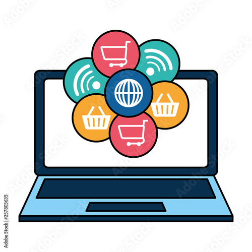 Wallpaper Mural laptop computer with ecommerce icons Torontodigital.ca