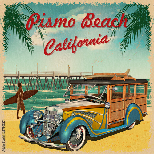 Pismo Beach,California retro poster.