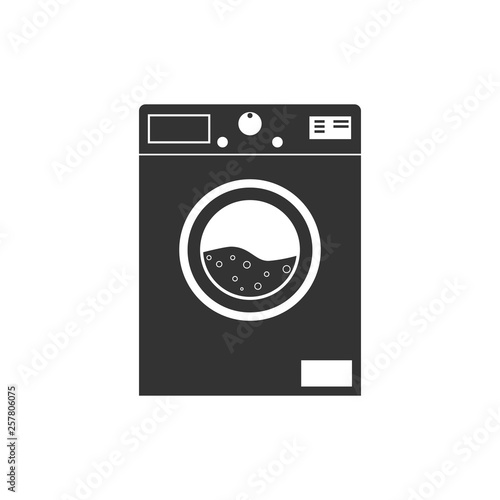 Washing machine icon. Vector illustration, flat design.