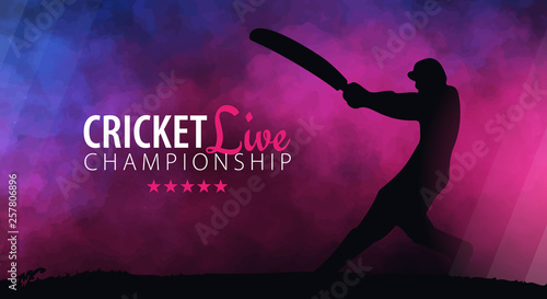 Cricket Championship banner or poster, design with players and bats. Vector illustration.