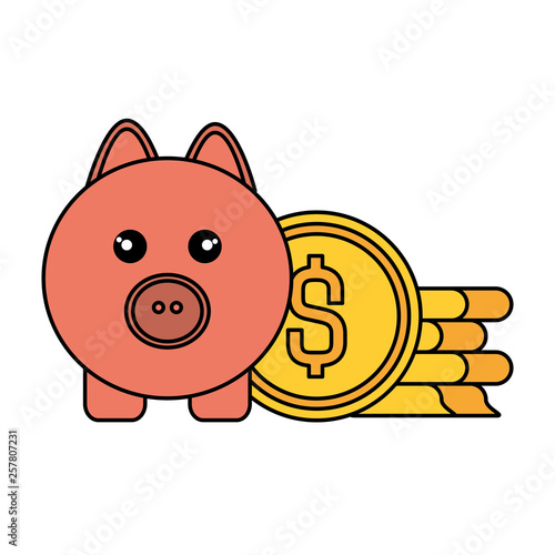 pig with coins isolated icon