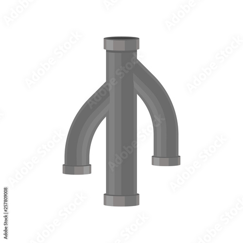 Triple sewer pipe on white background. Plumbing concept.