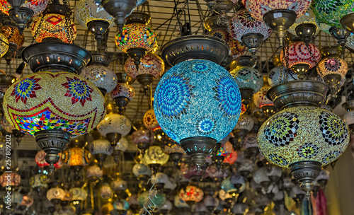Photography Arabic mosaic and glass lamps ramadan souvenirs