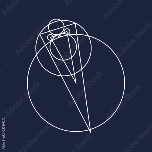 Mystical geometry symbol. Linear alchemy, occult, philosophical sign. For music album cover, poster, sacramental design. Astrology and religion concept.