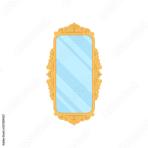 Antique mirror on white background. Vector illustration.