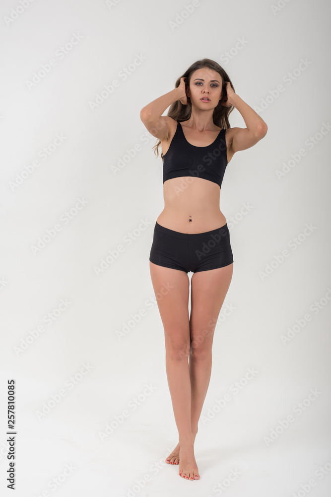 Beautiful woman with healthy body on white background Beautiful woman with healthy body on white background