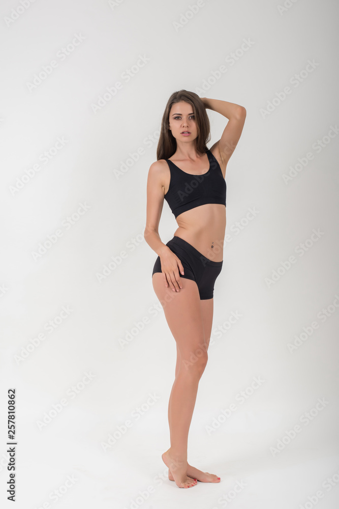 Beautiful woman with healthy body on white background Beautiful woman with healthy body on white background