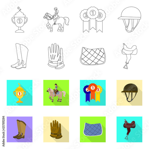 Vector illustration of equipment and riding symbol. Set of equipment and competition stock symbol for web.