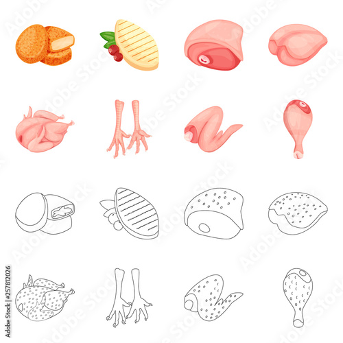 Vector design of product and poultry sign. Set of product and agriculture    vector icon for stock. © pandavector