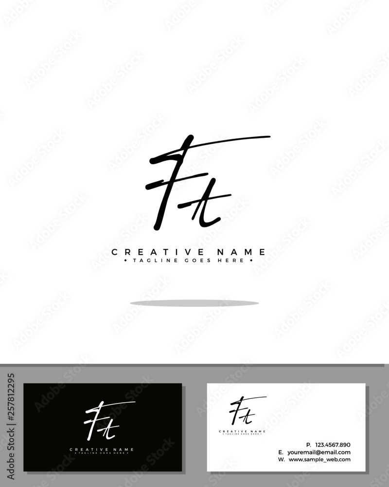 F T FT initial handwriting logo template vector.  signature logo concept