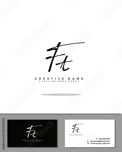 F T FT initial handwriting logo template vector.  signature logo concept