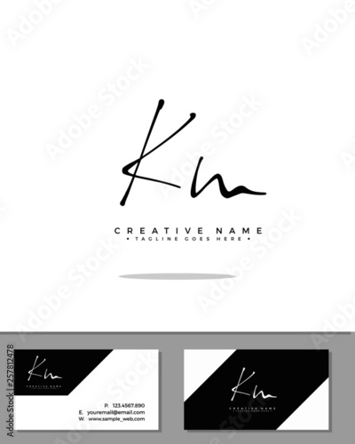K M KM initial handwriting logo template vector. signature logo concept