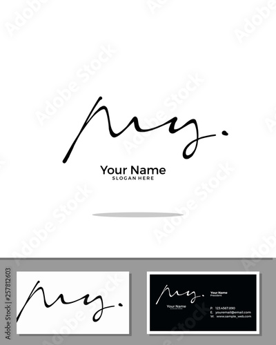 M G MG initial handwriting logo template vector.  signature logo concept photo