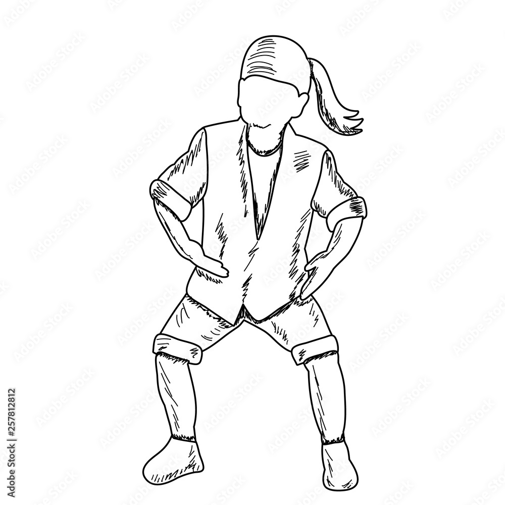Fototapeta premium white background, sketch of a child dancing