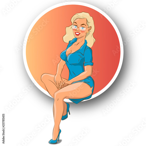  Vector illustration with beautiful vintage girl pin up