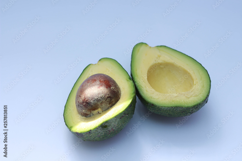 two avocado halves closeup