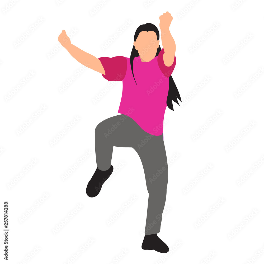 vector, on a white background, in a flat style a girl is dancing vector, on a white background, in a flat style a girl is dancing