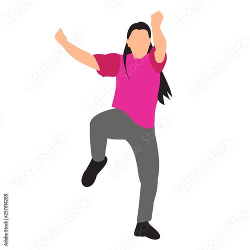 vector, on a white background, in a flat style a  girl is dancing © Dzmitry