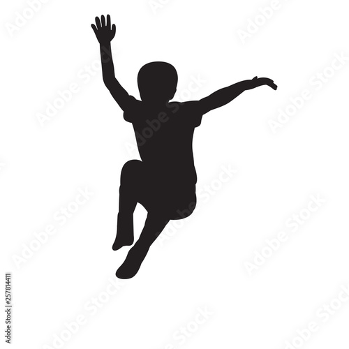 white background black silhouette boy jumping