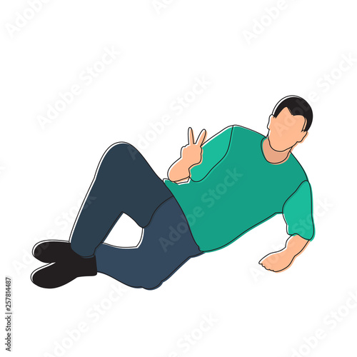 vector, on a white background, a man without a face, a man lies
