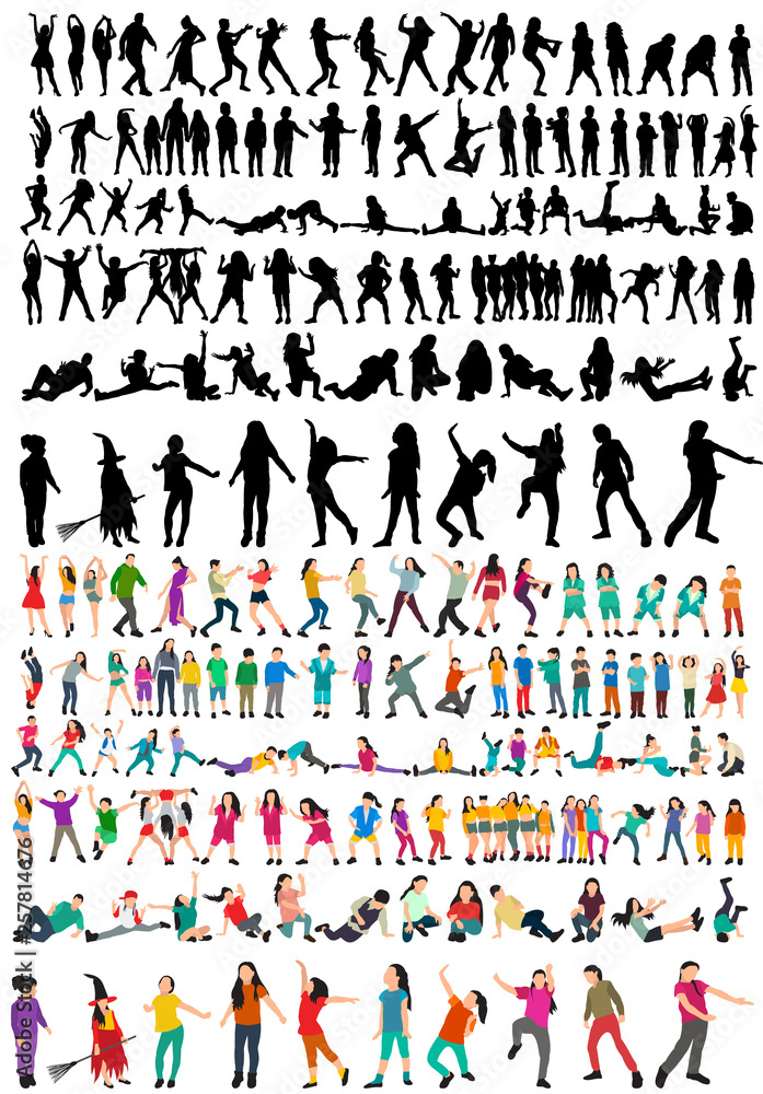 white background set of silhouettes of dancing people white background set of silhouettes of dancing people