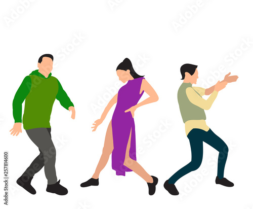 vector, on a white background, a man without a face, people dancing