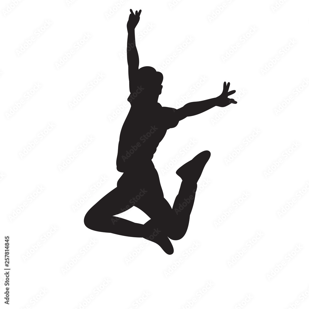 black silhouette boy jumping
