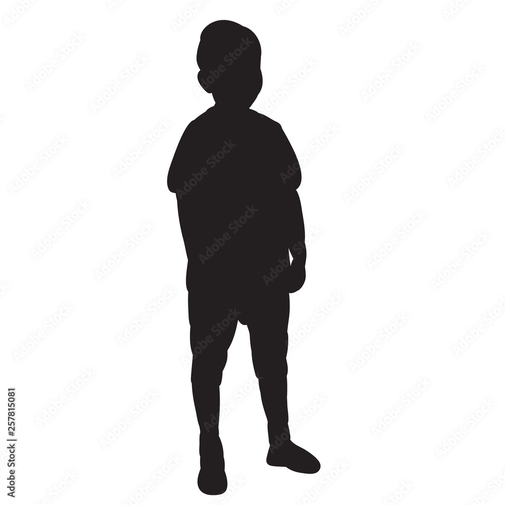 vector, on a white background, black silhouette of a child, boy