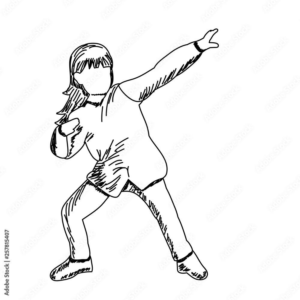 Fototapeta premium vector, on a white background, sketch of a girl dancing