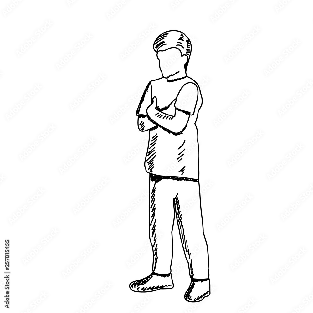 sketch of a boy standing Stock Vector | Adobe Stock