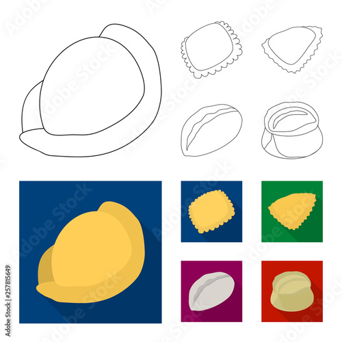 Vector illustration of products  and cooking symbol. Set of products  and appetizer stock symbol for web.