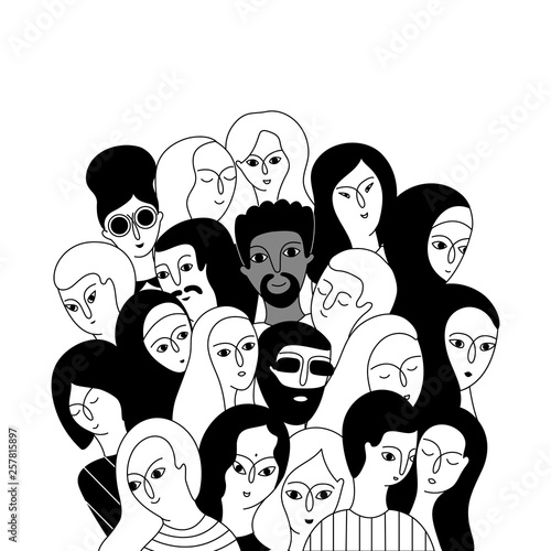 A multicultural group of women and men.