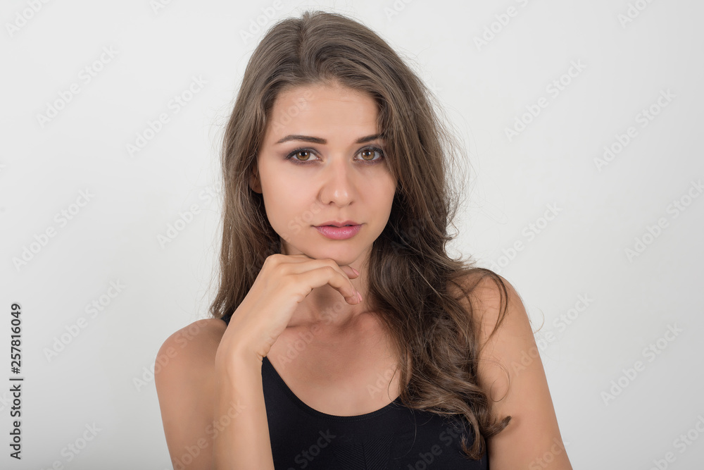 Beautiful woman with healthy body on white background Beautiful woman with healthy body on white background