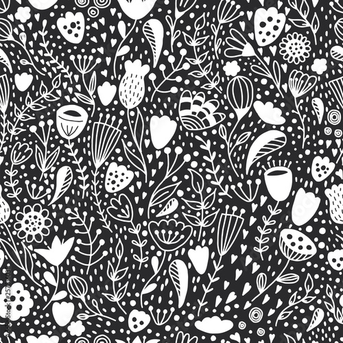 Vector seamless pattern with flowers.