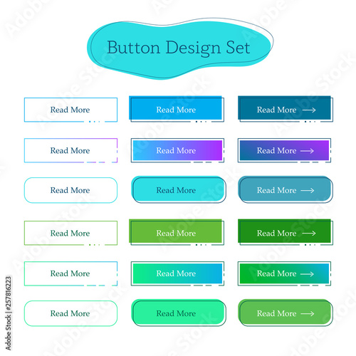Set of line blue and green buttons. Navigation of website. Vector design template