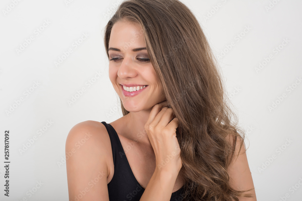 Beautiful woman with healthy body on white background Beautiful woman with healthy body on white background