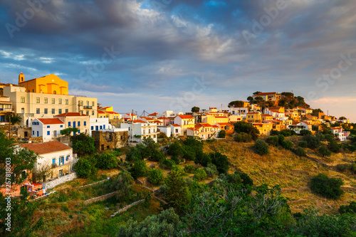 View of Ioulida village on Kea island in Greece.