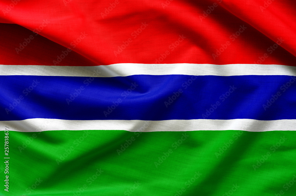 Gambia flag on satin texture. Gambia flag on satin texture.