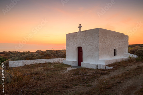 Small church on the coast near Molos village on Skyros island  Greece.