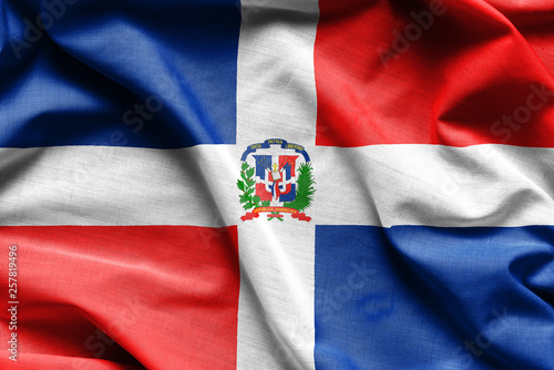 Realistic colourful background, flag of Dominican Republic