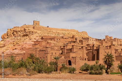 Ait Benhaddou ancient village in Morocco under the blue sky