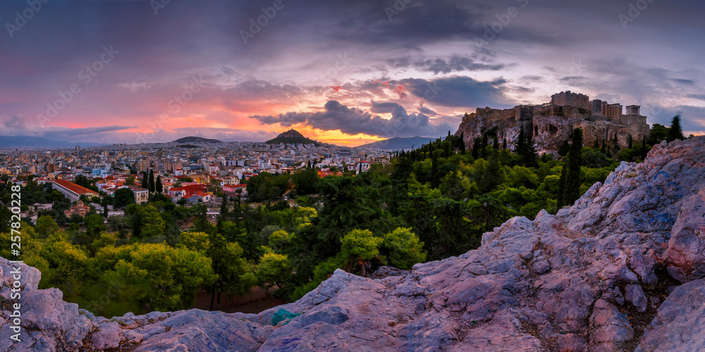 Naklejka premium Acropolis and panoramic view of the city of Athens, Greece. 