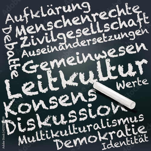 Tafel und Kreide mit Leitkultur