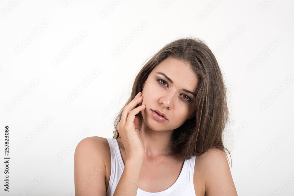 Beautiful woman with healthy body on white background Beautiful woman with healthy body on white background