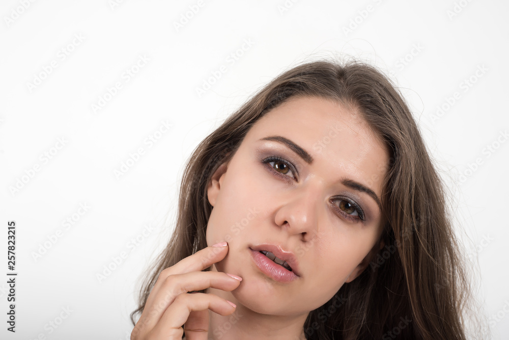 Beautiful woman with healthy body on white background Beautiful woman with healthy body on white background