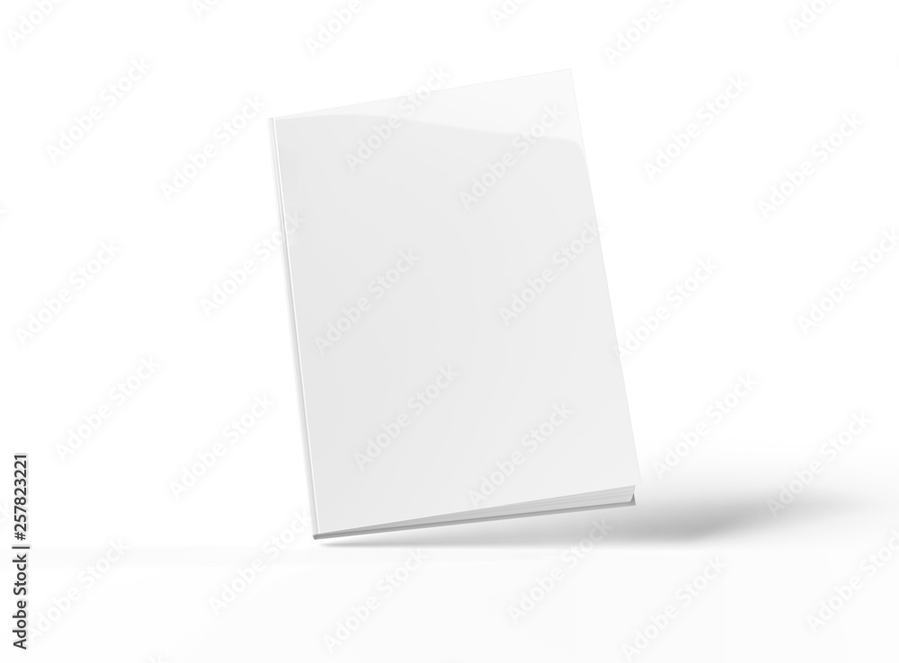 Blank hardcover book mockup floating on white 3D rendering Blank hardcover book mockup floating on white 3D rendering