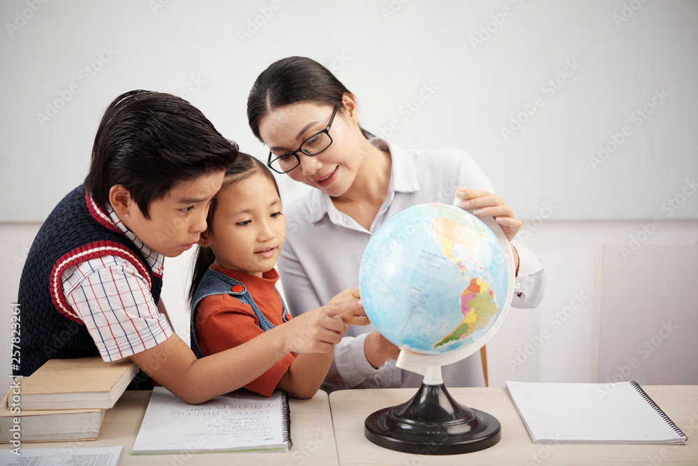 Geography lesson at school