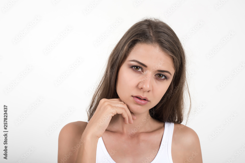 Beautiful woman with healthy body on white background Beautiful woman with healthy body on white background