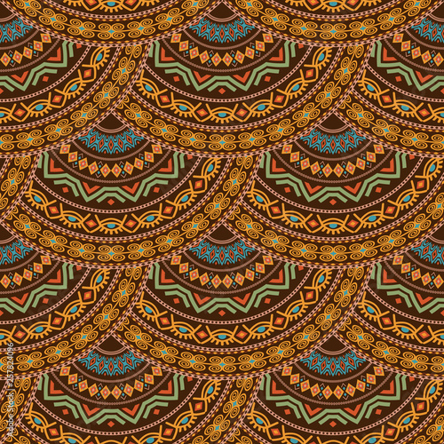 African seamless with adinkra symbols. Antique pattern design. Vector illustration.